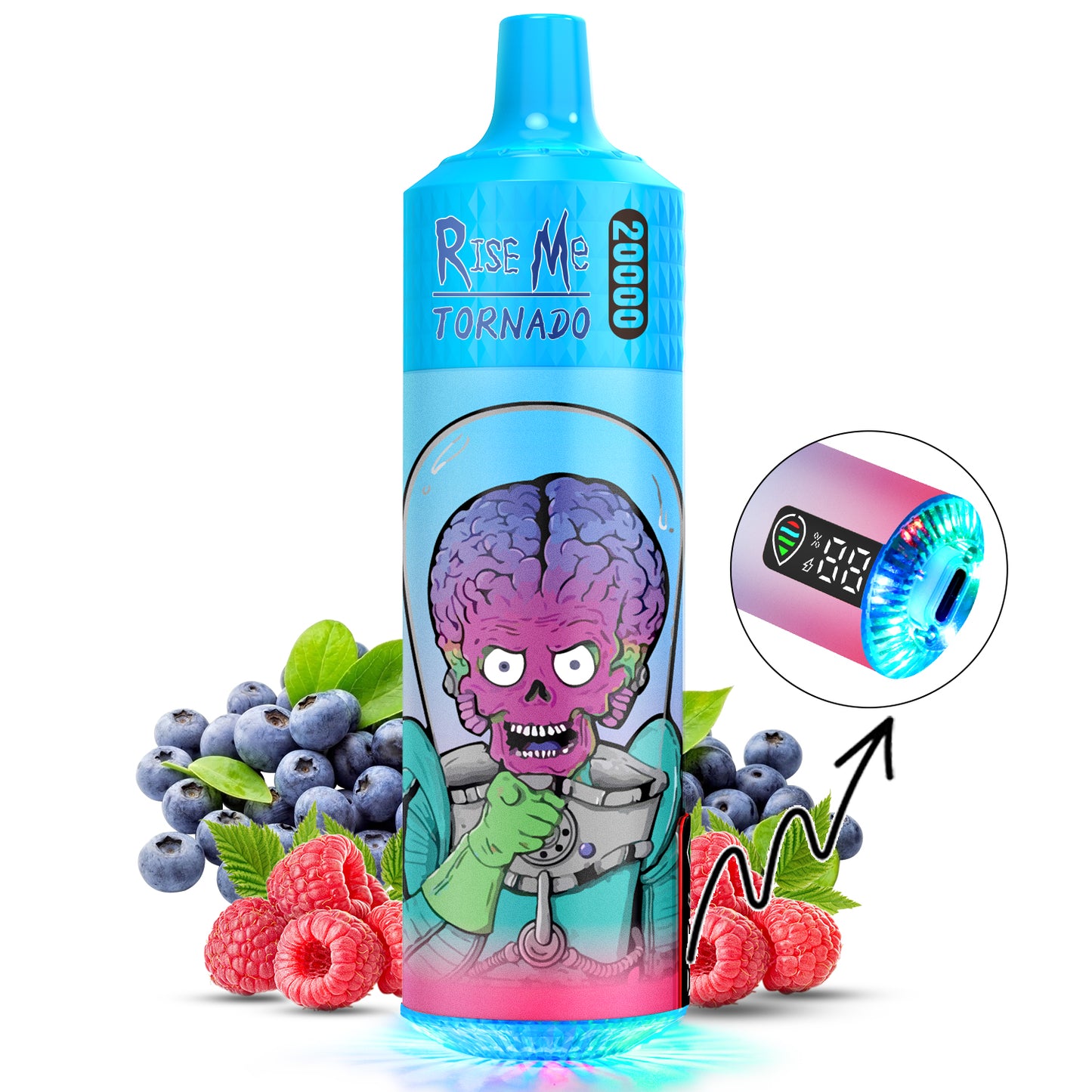 RahdM Tornado Rise Me Disposable Vape 20k Puffs E Cigarette Vape Fruit Flavours 20000 Puff Refillable Electronic Cigarettes 20MG Nic