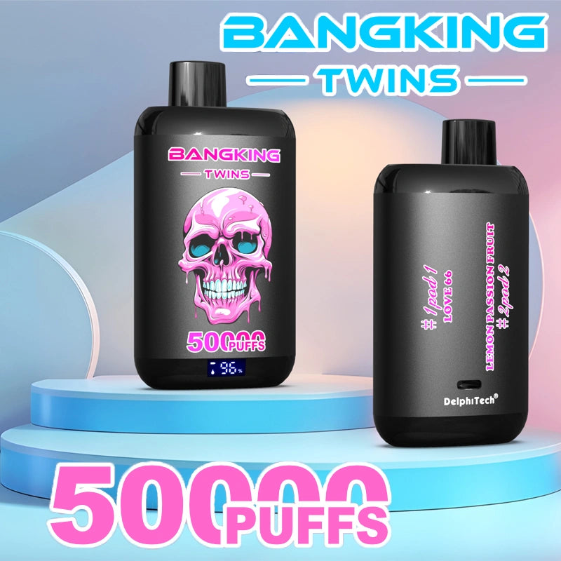 Bang King 50000 Puffs 50K Twin 2 in 1 Wholesale Vape Double Flavors Smart Screen Cigarette électronique jetable