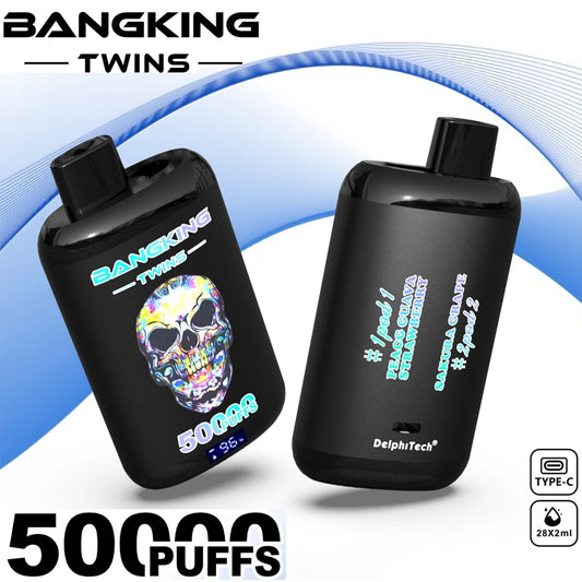 Bang King 50000 Puffs 50K Twin 2 in 1 Wholesale Vape Double Flavors Smart Screen Cigarette électronique jetable