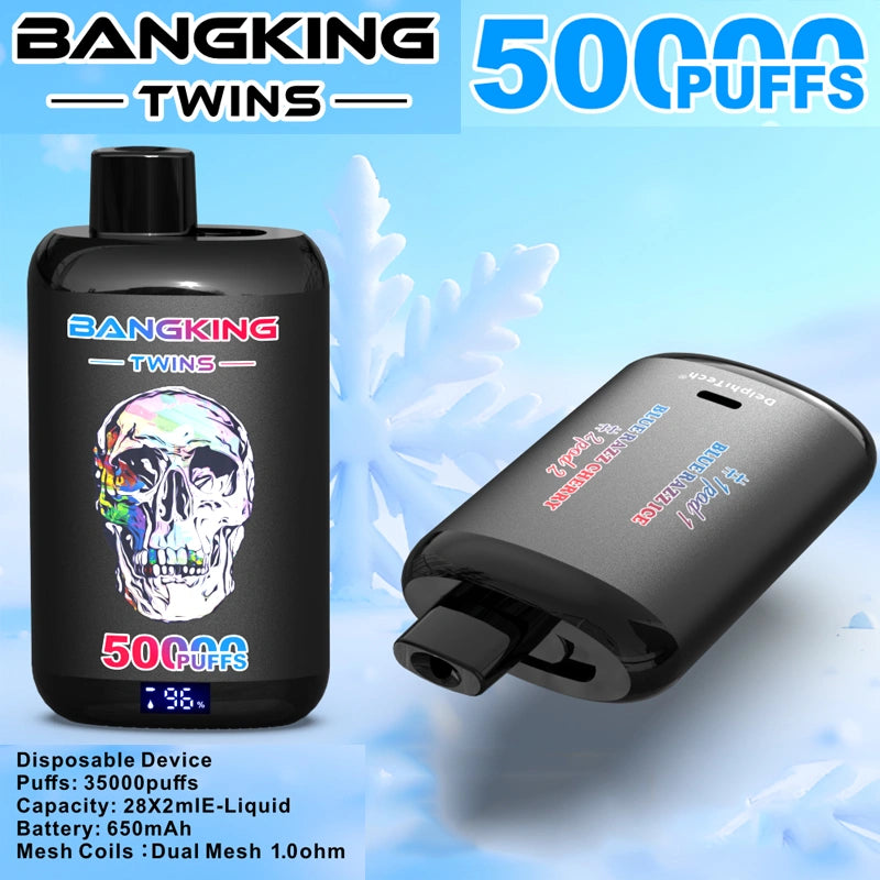 Bang King 50000 Puffs 50K Twin 2 in 1 Wholesale Vape Double Flavors Smart Screen Cigarette électronique jetable