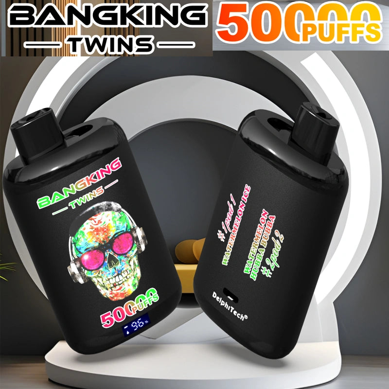Bang King 50000 Puffs 50K Twin 2 in 1 Wholesale Vape Double Flavors Smart Screen Cigarette électronique jetable