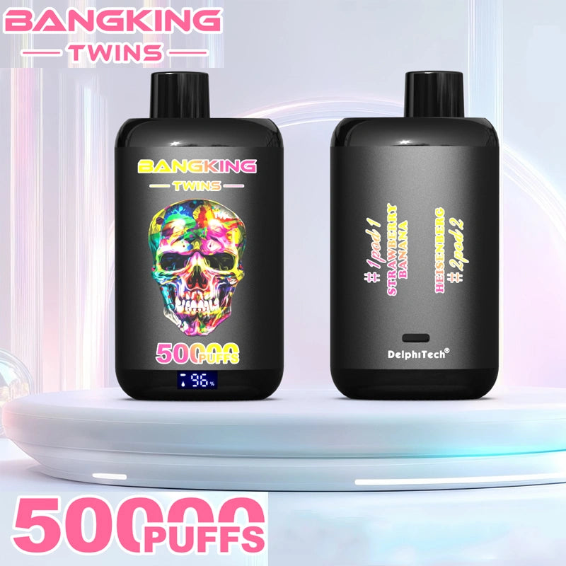 Bang King 50000 Puffs 50K Twin 2 in 1 Wholesale Vape Double Flavors Smart Screen Cigarette électronique jetable