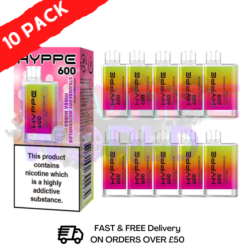 Strawberry Watermelon - HYPPE BAR Puffs 600 Pack Of 10 Disposable Bars