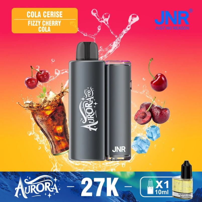 JNR Aurora Pod Kit TPD Certified Vape 27000 Puffs 2ml Prefilled Pod 10ml Refillable Bottle 900mAh Rechargeable Battery