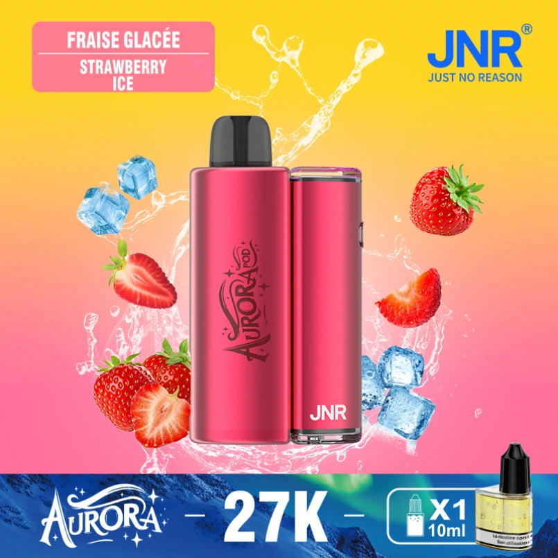 JNR Aurora Pod Kit TPD Certified Vape 27000 Puffs 2ml Prefilled Pod 10ml Refillable Bottle 900mAh Rechargeable Battery