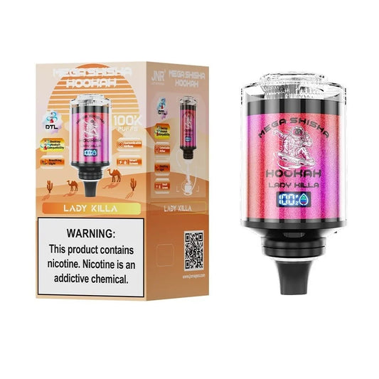 JNR Mega Shisha Hookah 100K Disposable Vape 2% Nicotine Salt 60ML 2200mAh 11 Flavors in sales