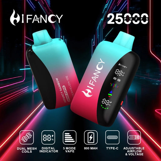 Puff 25k Hifancy 25000 Puffs Rainbow EU Disposable Vape Full Smart Screen Touch Switch