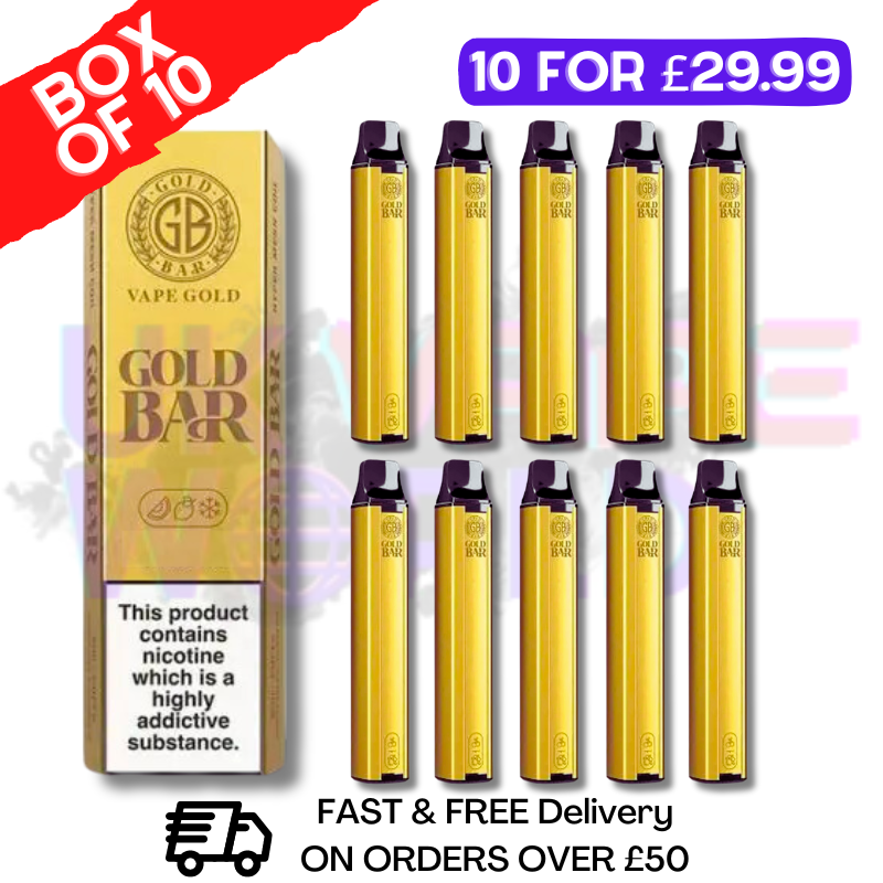 Strawberry Peach ICE - Gold Bar 600Puff Box of 10