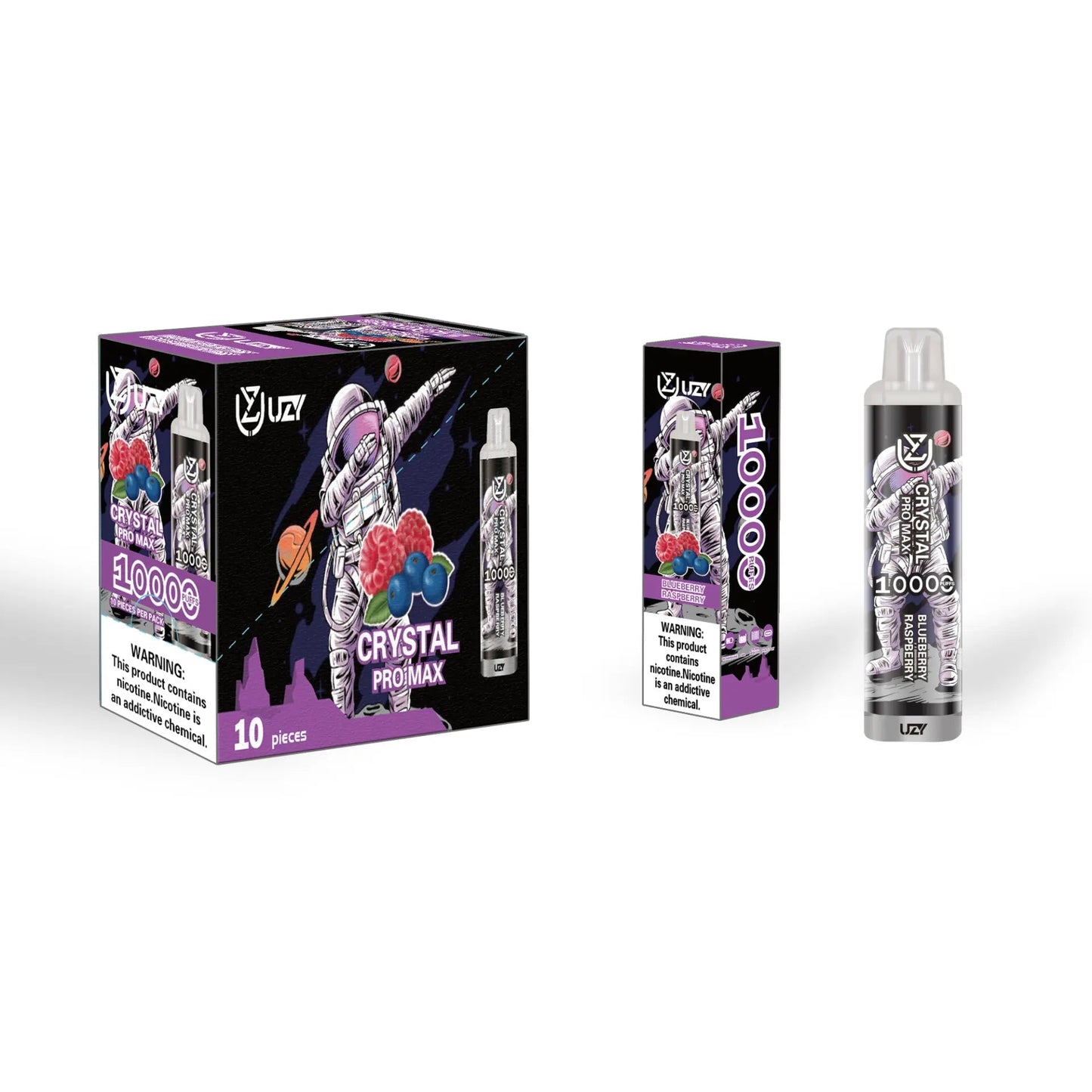 UZY Crystal Pro Max 10k Puffs 0% 2% 3% 5% Nicotine Rechargeable Disposable Pod