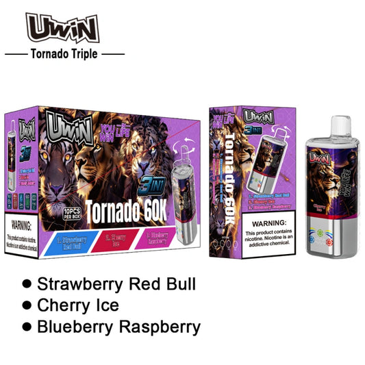 Uwin 60000 Puffs 60K Tornado Triple Wholesale Crystal Vape Online 3 Flavor Switching