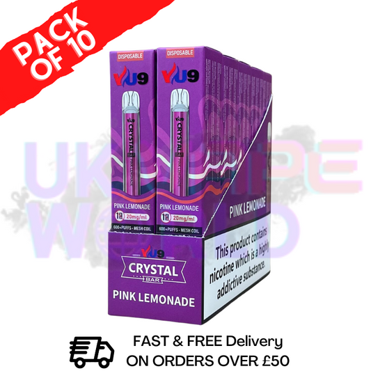 Pink Lemonade - Crystal Bar Puffs 600 VU9 Box Of 10