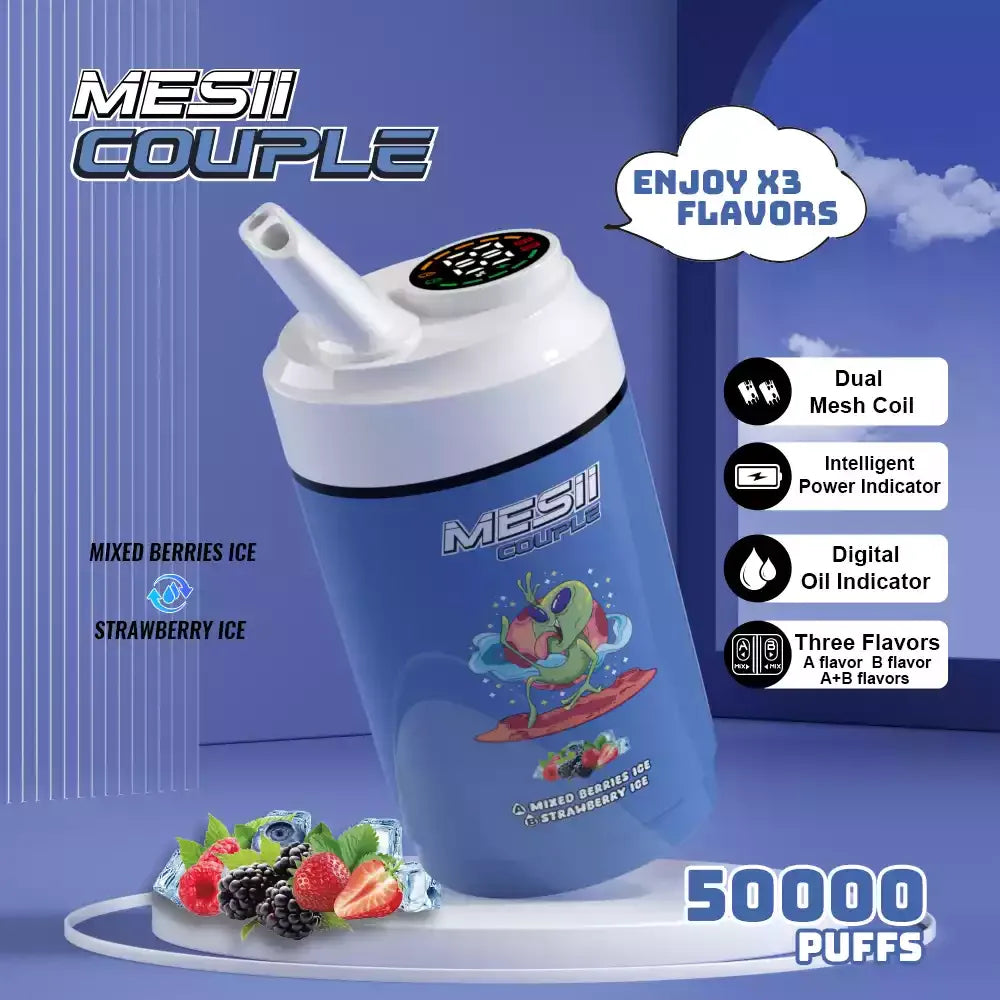 Mesii Couple 50000 Puffs Three Flavors Authentic Disposable Vape Low Nicotine Bulk Buy Wholesale