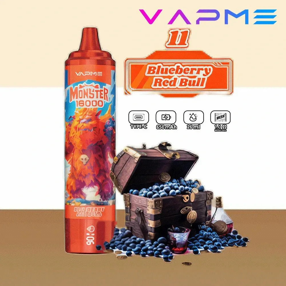 VAPME Monster 16000 Puffs 2% 5% Nicotine Bulk Buy Rechargeable Disposable Vapes Wholesale