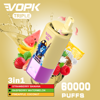 VOPK 3in1 60000 Puffs Disposable Vape Wholesale-650mAh battery, 54ml E-liquid,Multiple Nicotine 10 Flavors