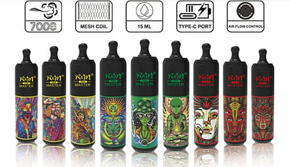 R&M MASTER 7000 Puffs  0% 2% 5% Nicotine Rechargeable Disposable vape