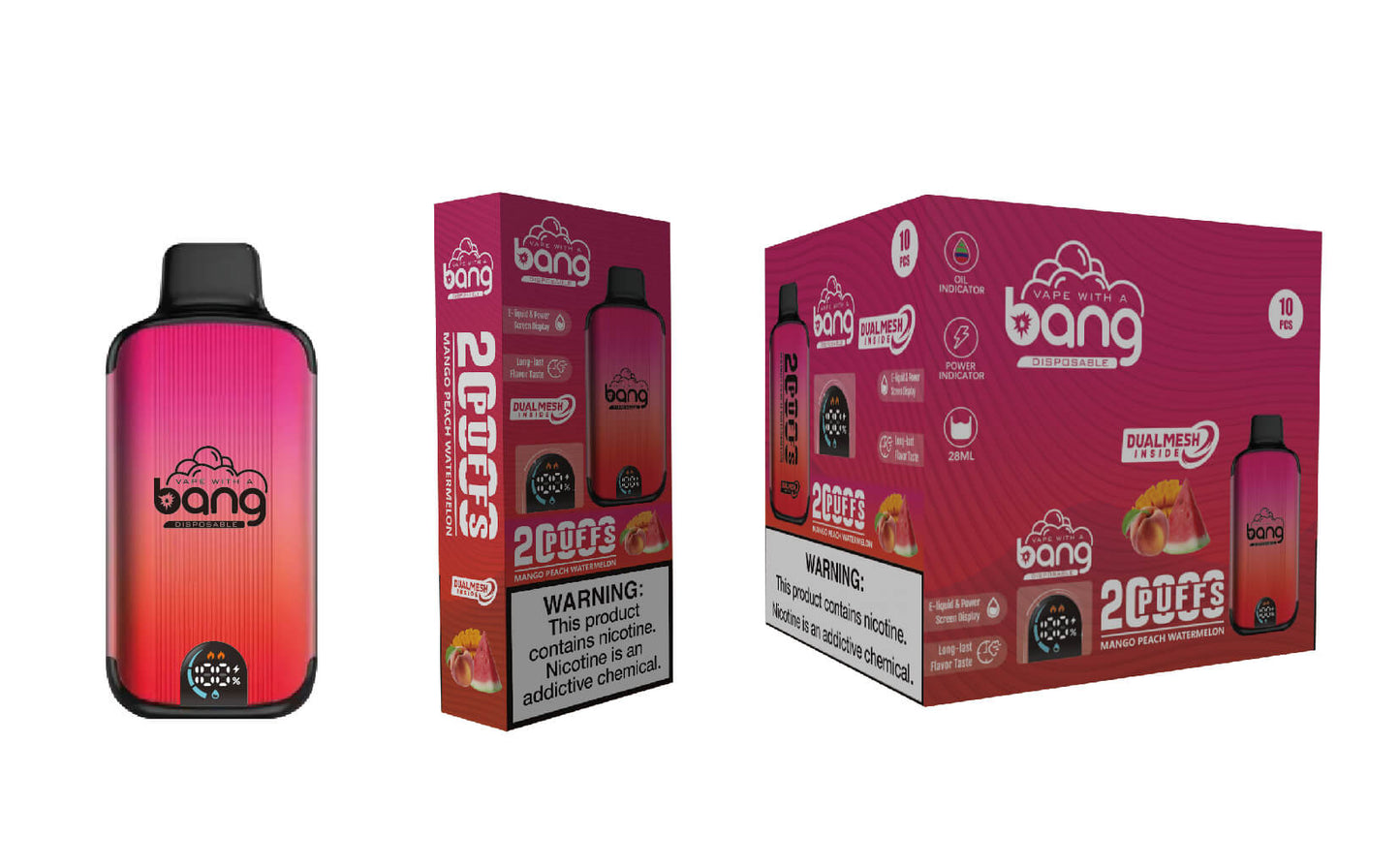 Bang 20000 Puffs Vape 20K Disposable Vape Pen E Cigarette Prefilled025ml 650mAh Disposable Vape 16 Flavors
