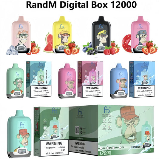 RandM Fumot Digital 12K puffs Disposable E Cigarettes vape  850mah 2% 5% 52 Flavors 12000 puffs