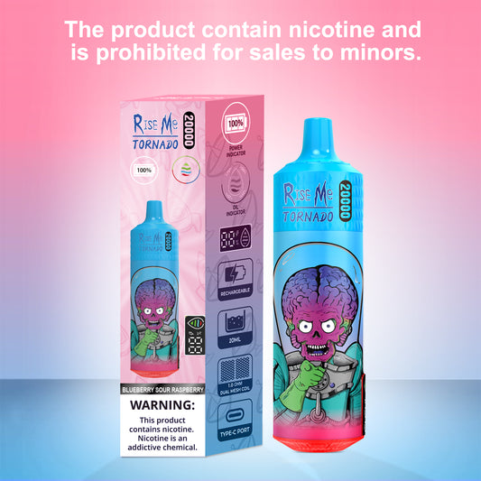 RahdM Tornado Rise Me Disposable Vape 20k Puffs E Cigarette Vape Fruit Flavours 20000 Puff Refillable Electronic Cigarettes 20MG Nic
