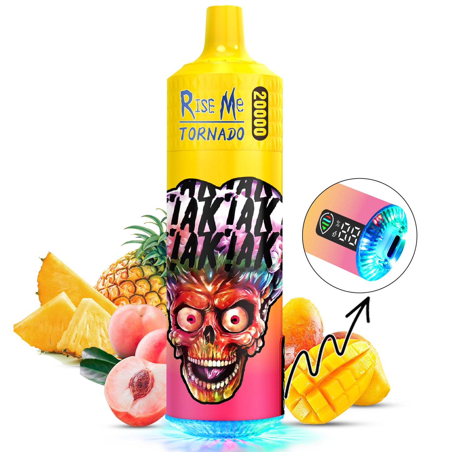RahdM Tornado Rise Me Disposable Vape 20k Puffs E Cigarette Vape Fruit Flavours 20000 Puff Refillable Electronic Cigarettes 20MG Nic