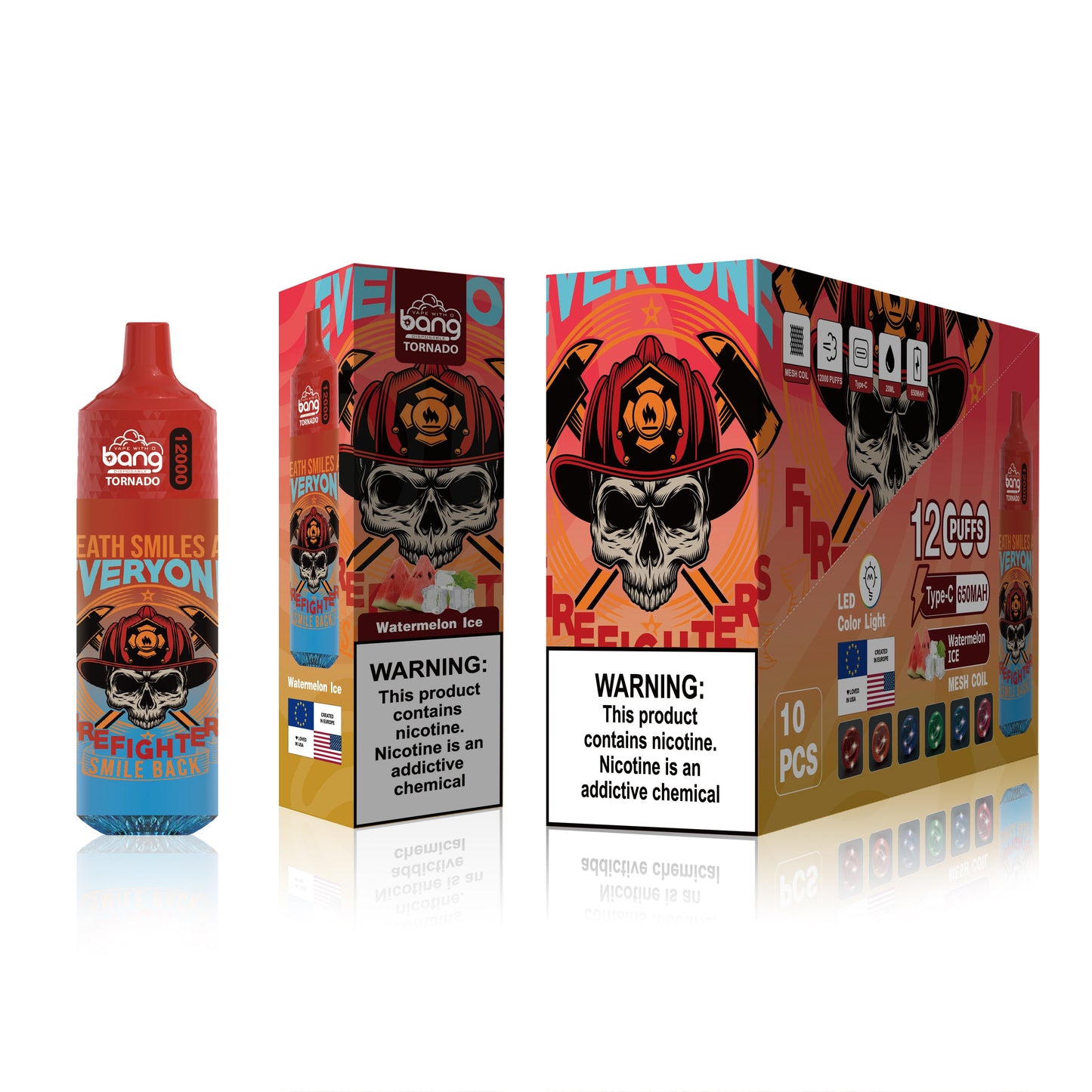 BangKing 12000 Puffs Smart Full Screen Turn Ice Wholesale Disposable Vape Puff 12k Prefilled Pod-850mAh Battery, 40ml E-liquid, Multiple Nicotine 12 Flavors