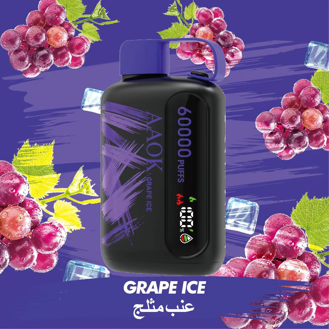 AAOK 60000puffs Single/Dual/OFF Switch Button Airflow Adjutable and Display 25ml Disposable Vape