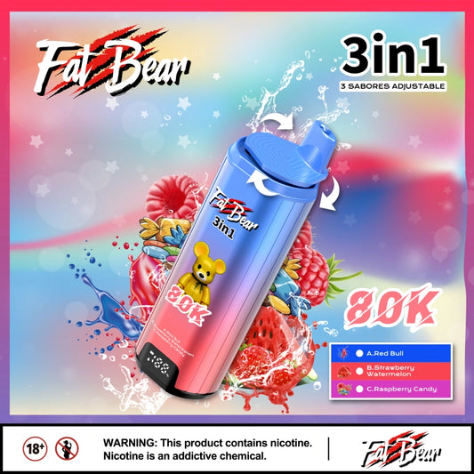 Aivono 80000 Puffs 80K 3 in 1 Aim Fat Bear Vape jetable Smart Screen Triple Flavors