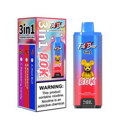 Aivono 80000 Puffs 80K 3 in 1 Aim Fat Bear Vape jetable Smart Screen Triple Flavors