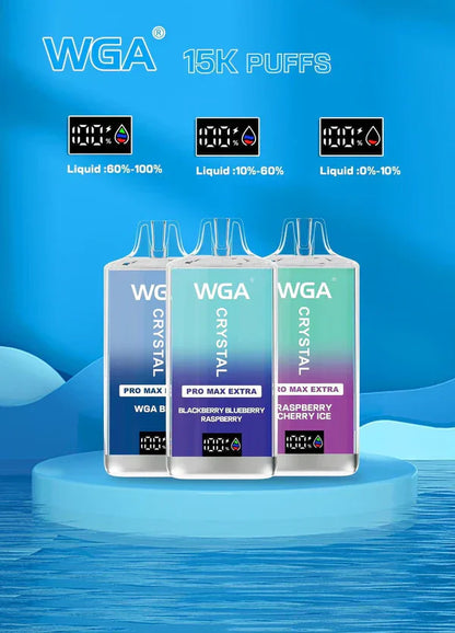 WGA Crystal Pro Max Extra 15000 Puffs Disposable Vape-2ml E-liquid, Multiple Nicotine 28 Flavors