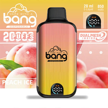 Bang 20000 Puffs LED Display Disposable Vape Bang King Double Crystal 20000 Puffs Vape 20K Disposable Vape Pen E Cigarette Prefilled-650mAh Battery, 25ml E-liquid, Multiple Nicotine 12 Flavors
