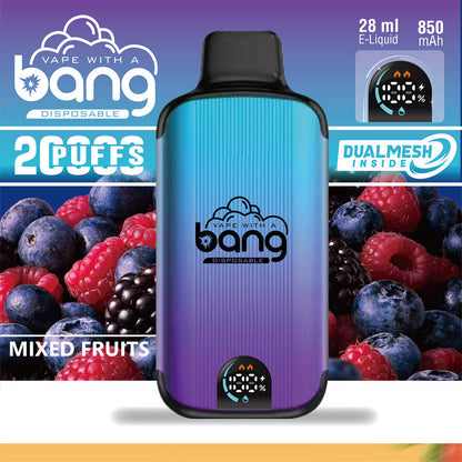 Bang 20000 Puffs LED Display Disposable Vape Bang King Double Crystal 20000 Puffs Vape 20K Disposable Vape Pen E Cigarette Prefilled-650mAh Battery, 25ml E-liquid, Multiple Nicotine 12 Flavors