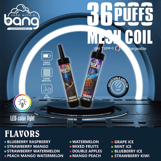 Bang 36000 Puffs 36K Jetable Vape Airflow Adjustable E Hookah