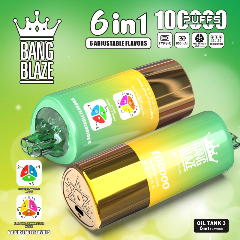 Bang Blaze 100000 Puffs 100K 6 en 1 Wholesale Vape Shop Cigarette électronique jetable