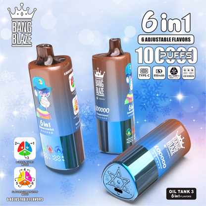 Bang Blaze 100000 Puffs 100K 6 en 1 Wholesale Vape Shop Cigarette électronique jetable
