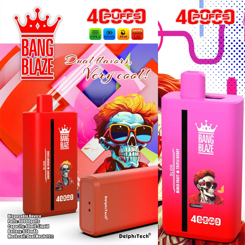 1PC Wholesale Bang Blaze 40000 Puffs Cheap 2 in 1 Disposable Vape 40K Double Flavors Shop Online 2PC 5PC