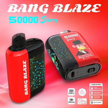 Bang Blaze 50000 Puffs 50K Vape jetable Starry Screen Dual Mesh Coil