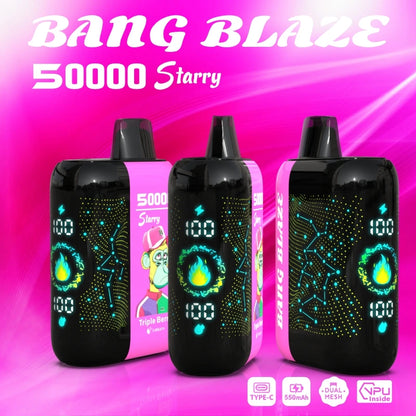Bang Blaze 50000 Puffs 50K Vape jetable Starry Screen Dual Mesh Coil