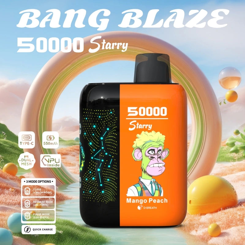 Bang Blaze 50000 Puffs 50K Vape jetable Starry Screen Dual Mesh Coil