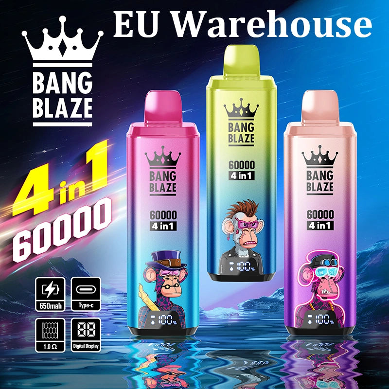 EU Warehouse 4 en 1 Bang Blaze 60000 Puffs 60K Smart Screen 2025 Disposable Vape Shop