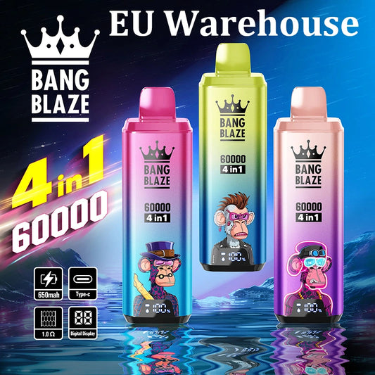 EU Warehouse 4 en 1 Bang Blaze 60000 Puffs 60K Smart Screen 2025 Disposable Vape Shop