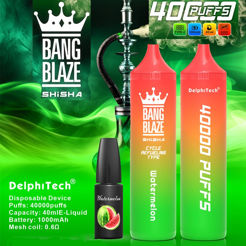 Bang Blaze Shisha 40000 Puffs 40K Huile rechargeable Vape jetable Wholesale