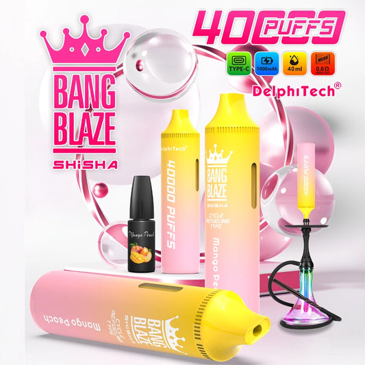 Bang Blaze Shisha 40000 Puffs 40K Huile rechargeable Vape jetable Wholesale