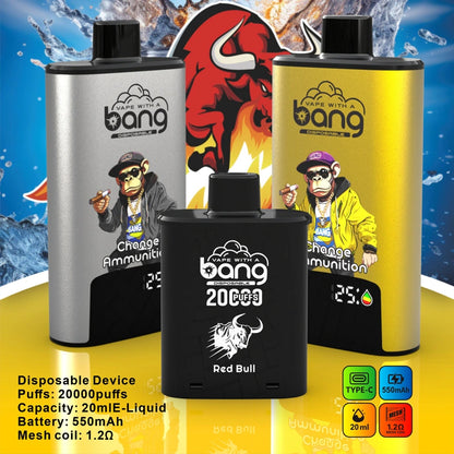 Bang 20000 Puffs 20k Change Ammuntion Disposable Vape Smart Screen Wholesale