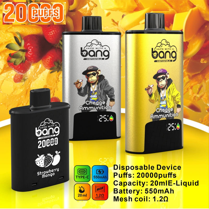 Bang 20000 Puffs 20k Change Ammuntion Disposable Vape Smart Screen Wholesale