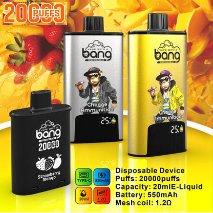 Bang 20000 Puffs 20k Change Ammuntion Disposable Vape Smart Screen Wholesale