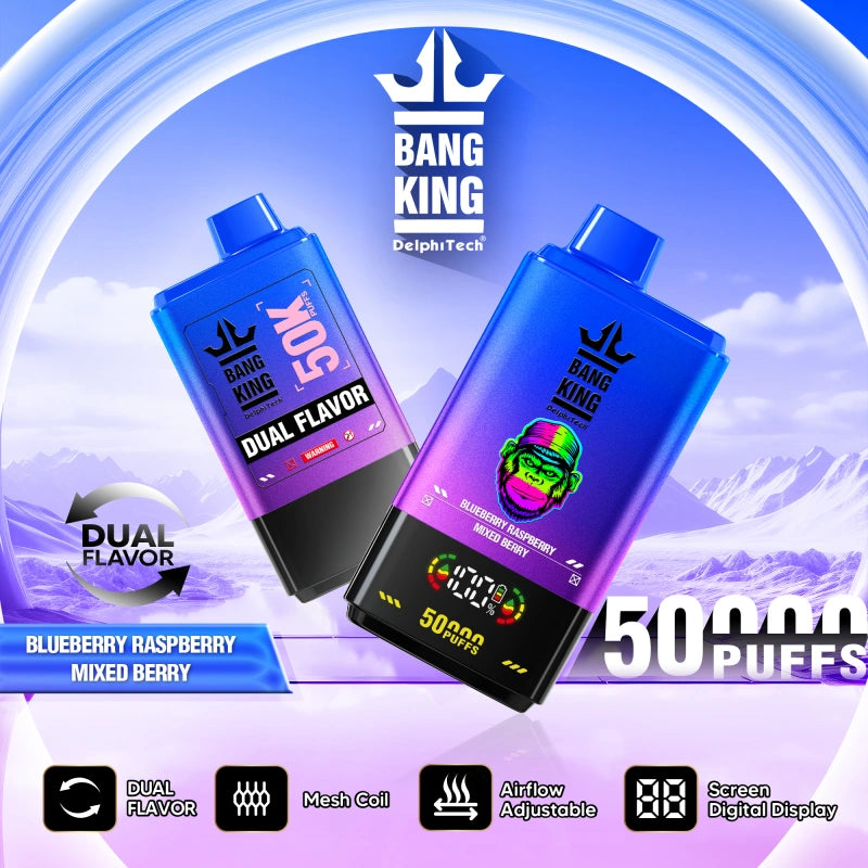 EU Warehouse Puff 50K 2 in 1 Bang King 50000 Puffs Double Flavors Digital Screen 2025 Disposable Vape Shop