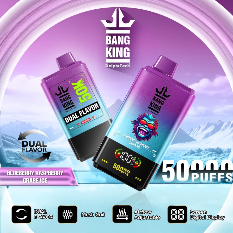 EU Warehouse Puff 50K 2 in 1 Bang King 50000 Puffs Double Flavors Digital Screen 2025 Disposable Vape Shop