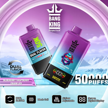 EU Warehouse Puff 50K 2 in 1 Bang King 50000 Puffs Double Flavors Digital Screen 2025 Disposable Vape Shop