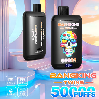 Bang King 50000 Puffs 50K Twin 2 in 1 Wholesale Vape Double Flavors Smart Screen Cigarette électronique jetable