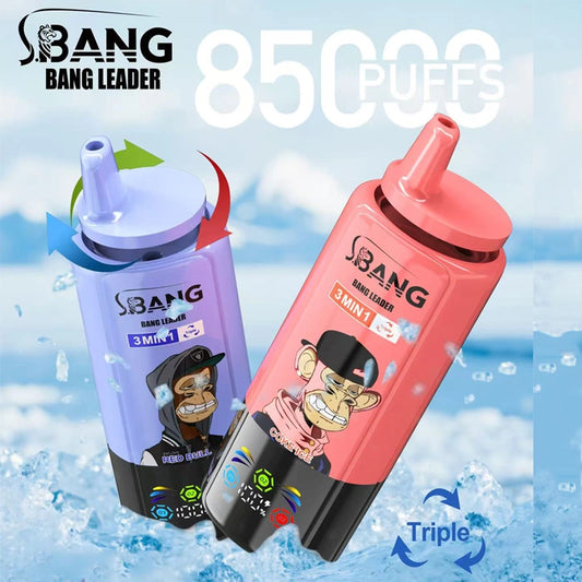 Bang Leader 85000 Puffs 85K Triple Flavors 3 in 1 Wholesale Vape Shop Online Smart Screen Disposable Electronic Cigarette