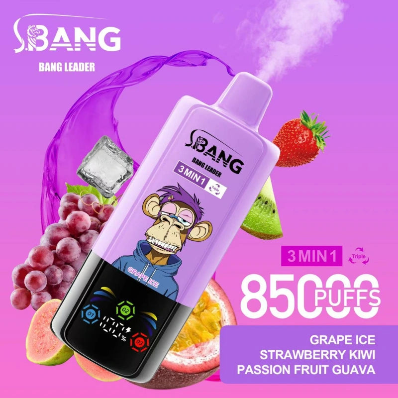 Bang Leader 85000 Puffs 85K Triple Flavors 3 in 1 Wholesale Vape Shop Online Smart Screen Disposable Electronic Cigarette